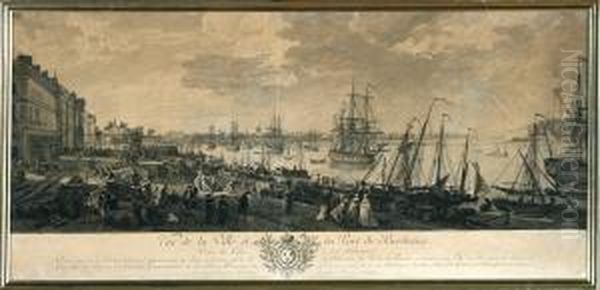 Vue De La Ville Et Du Port De Bordeaux Oil Painting by Charles-Nicolas I Cochin