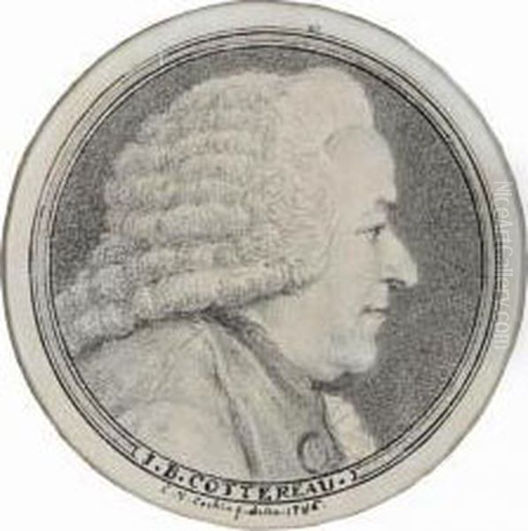 Profile Portrait Of Jean Baptiste Cottereau, In A Drawn Circle Oil Painting by Charles-Nicolas I Cochin