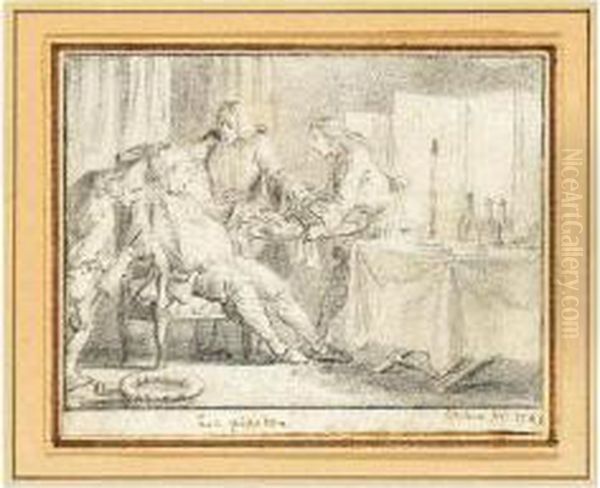 Design For A Book Illustration: The Glutton Oil Painting by Charles-Nicolas I Cochin