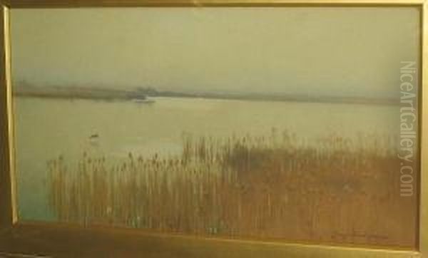 A Hazy Autumn Morning Oil Painting by George Cockram