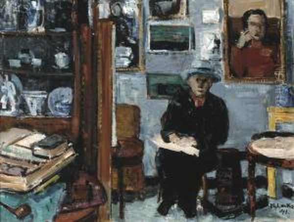 Kunstenaar In Zijn Atelier (1941) Oil Painting by Philibert Cockx