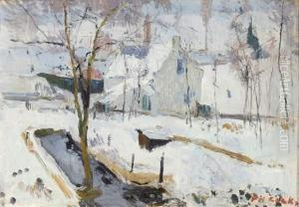 Winterlandschap - Paysage D'hiver (1914) Oil Painting by Philibert Cockx