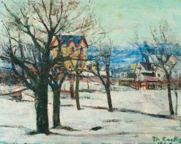 Paysage D'hiver - A Winter Landscape Oil Painting by Philibert Cockx