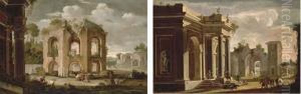 A Capriccio Of Classical Ruins Oil Painting by Nicolo Viviani Codazzi