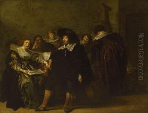 Musizierende Gesellschaft Oil Painting by Pieter Codde