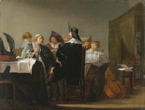 An Evenings Entertainment Oil Painting by Pieter Codde