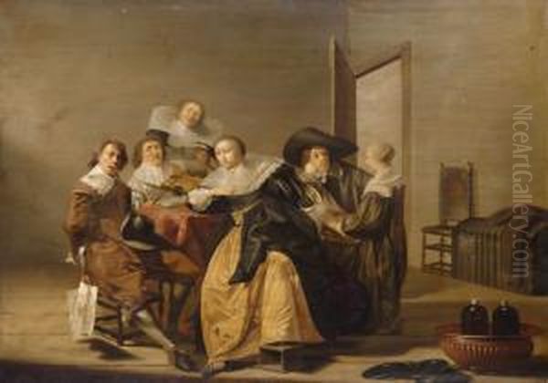 Zenelo Tarsasag Oil Painting by Pieter Codde