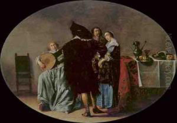 Frohliche Gesellschaft Mit Einem Banketje Oil Painting by Pieter Codde