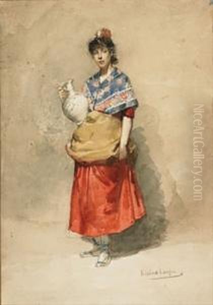 Neopolitan Girl Oil Painting by Victoriano Codina Y Langlin