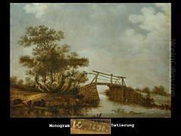 Hollandische Landschaft Mit Brucke Oil Painting by Jan Coelenbier