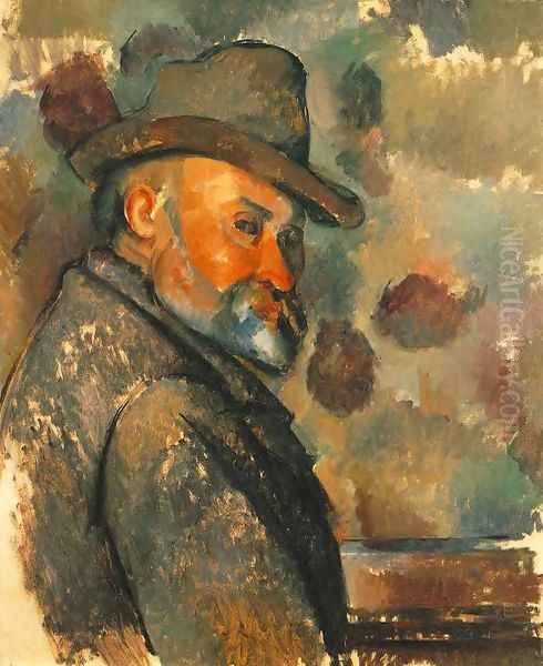 Self Portrait In A Felt Hat Oil Painting by Paul Cezanne