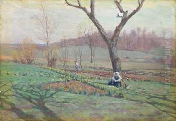 Planting The Garden Oil Painting by William Anderson Coffin