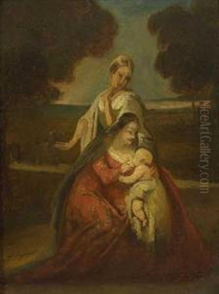 Mutter Mit Kind Und Begleiterin Oil Painting by Leon Cogniet