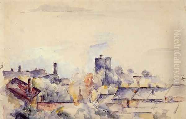 Roof In L Estaque Oil Painting by Paul Cezanne