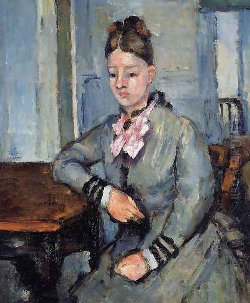 Madame Cezanne Leaning On Her Elbow Oil Painting by Paul Cezanne