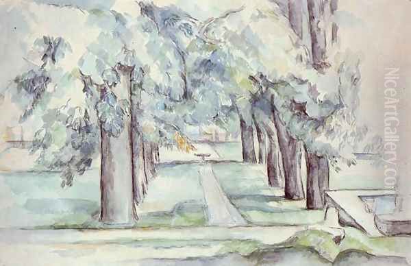 Pool And Lane Of Chestnut Trees At Jas De Bouffan Oil Painting by Paul Cezanne