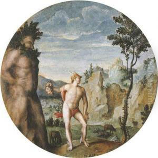 Perseus Turning Atlas To Stone Oil Painting by Gillis Coignet