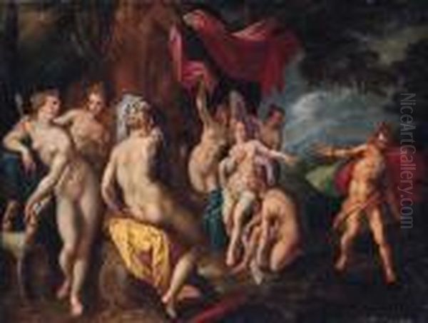 Diana And Actaeon Oil Painting by Gillis Coignet