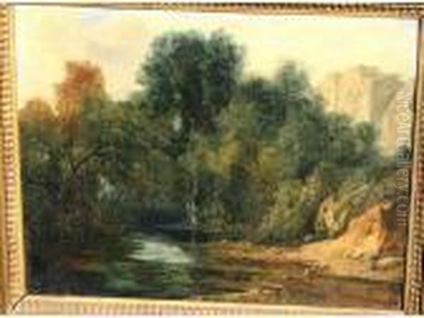 Paysage A La Riviere Oil Painting by Jules Louis Phillipe Coignet