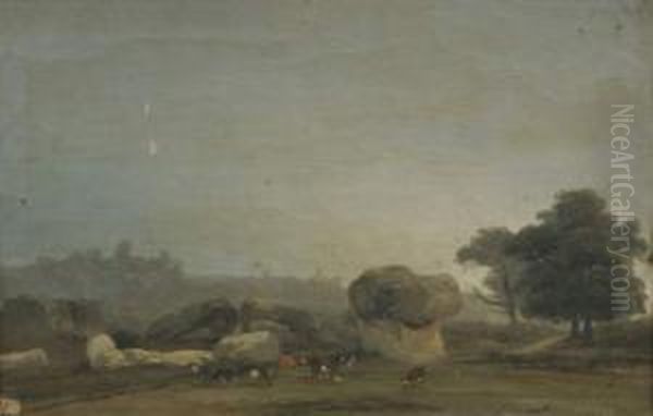 Vaches Dans Un Paysage. Oil Painting by Jules Louis Phillipe Coignet