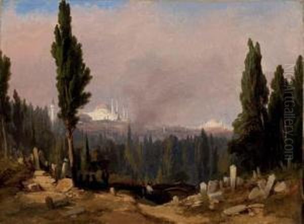 Vue De D'istanbul Oil Painting by Jules Louis Phillipe Coignet