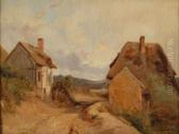  Chemin Et Hameau  Oil Painting by Jules Louis Phillipe Coignet