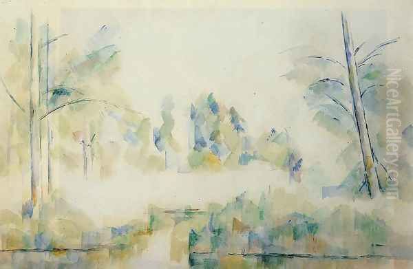 Trees By The Water Oil Painting by Paul Cezanne