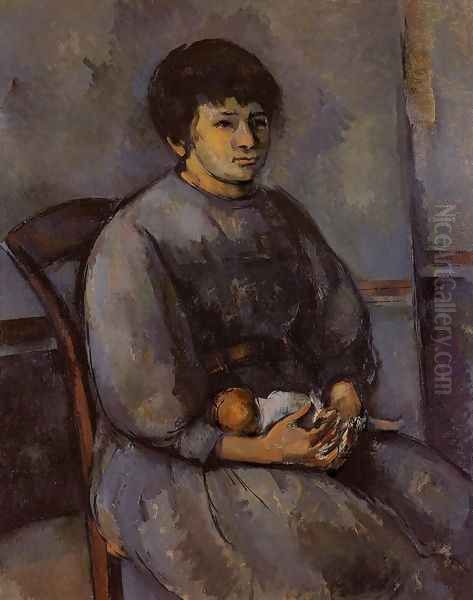 Young Girl With A Doll Oil Painting by Paul Cezanne