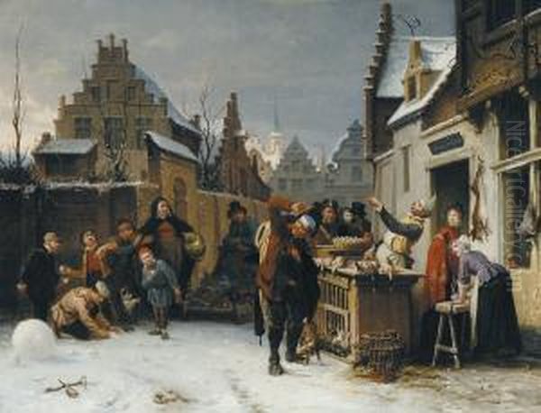 Winterse Plagerijen Oil Painting by Jan David Col