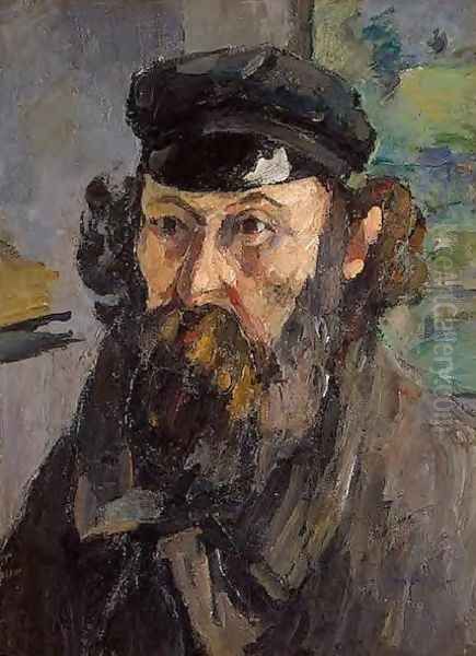 Self Portrait In A Casquette Oil Painting by Paul Cezanne