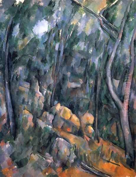 Forest with the rock caves above the Château Noir Oil Painting by Paul Cezanne