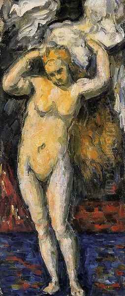 Standing Bather Drying Her Hair Oil Painting by Paul Cezanne