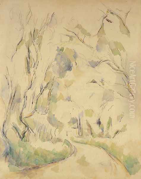 Well By The Winding Road In The Park Of Chateau Noir Oil Painting by Paul Cezanne