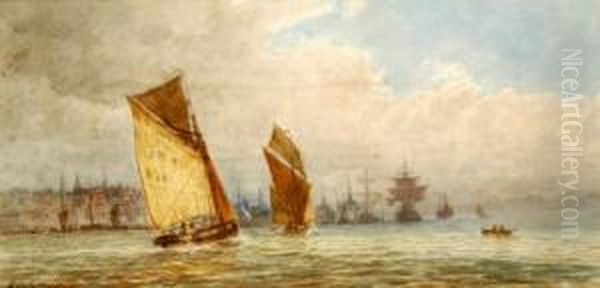 Sailing Boats, Off The Coast Oil Painting by A. Coleman