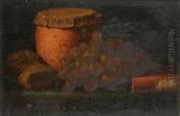 A Still Life With Grapes Oil Painting by A. Coleman