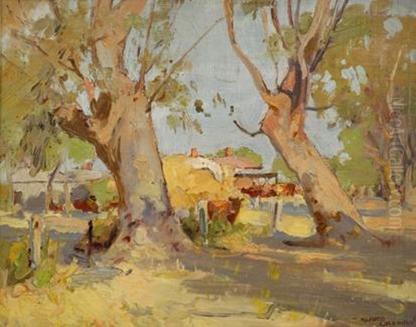 Homestead With Gum Trees by Alfred Coleman