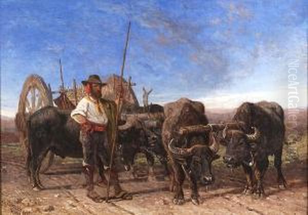 A Farmer On A Countryroad Oil Painting by Charles Caryl Coleman