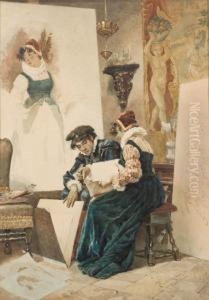 Il Pittore Con La Modella Oil Painting by Francesco Coleman