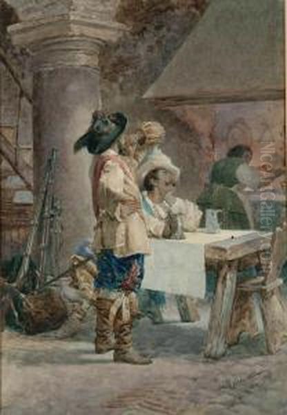 Cavaliersin A Tavern Oil Painting by Francesco Coleman