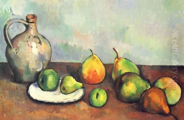 Still life, jug and fruits Oil Painting by Paul Cezanne