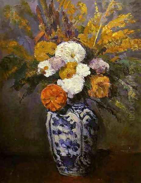 Dahlias Oil Painting by Paul Cezanne