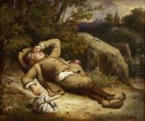 Le Petit Savoyarde Au Repos Oil Painting by Alexandre-Marie Colin