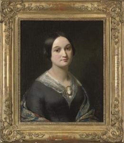 Portrait Of The Artist's Sister Oil Painting by Alexandre-Marie Colin