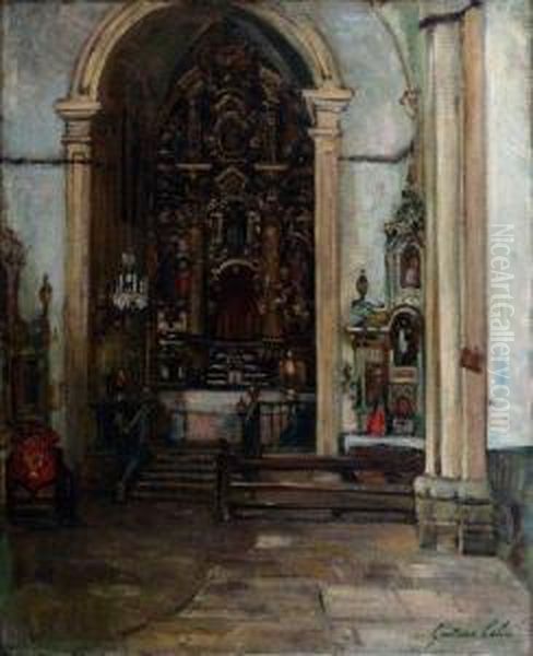 Interieur D'eglise Oil Painting by Gustave Colin