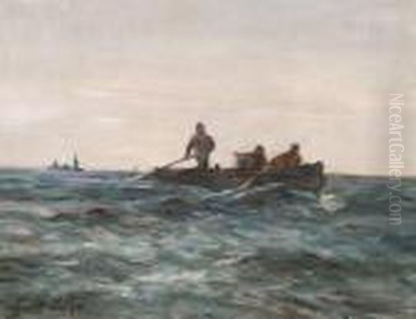 Barque Sur L'ocean Oil Painting by Gustave Colin