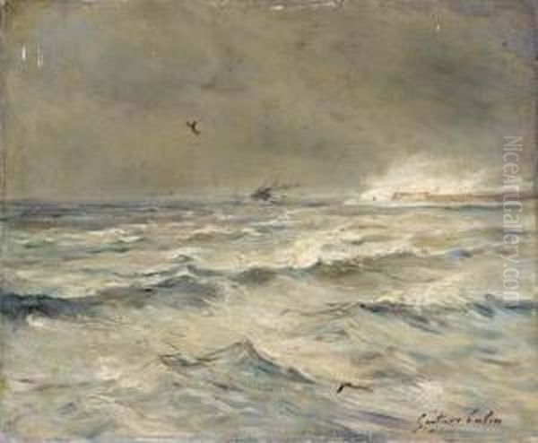 Bateau Au Large Oil Painting by Gustave Colin