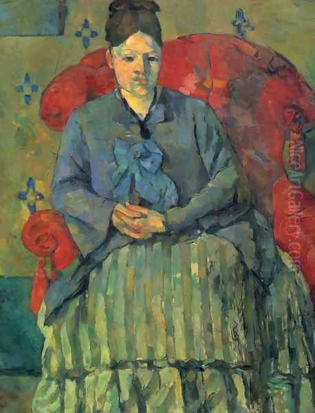 Portrait of Mme Cézanne in red sofa Oil Painting by Paul Cezanne