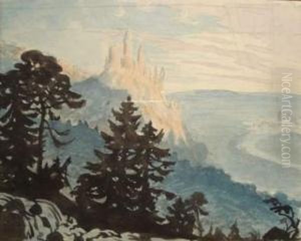 Chateau En Montagne Oil Painting by Paul Emile Colin