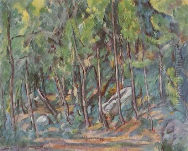 In the forest of Fontainebleau Oil Painting by Paul Cezanne