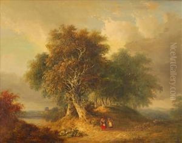 Figures On Apath Oil Painting by Samuel David Colkett